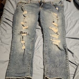 Torrid Distressed Light Blue Boyfriend Jeans